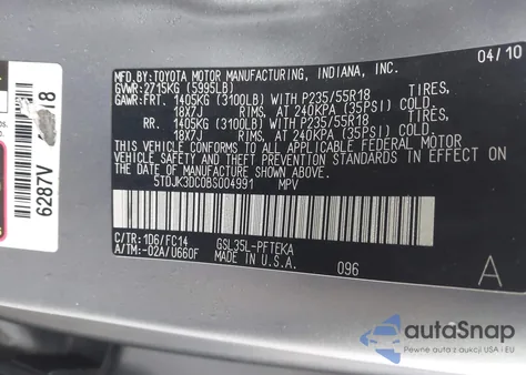 2011 Toyota Sienna Le from USA, damaged, VIN 5TDJK3DC0BS004991